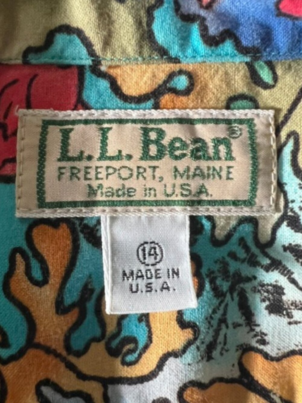 VINTAGE L.L. Bean 1980s Fish Seahorse Underwater Print Shirt Woman's Small - Picture 5 of 8